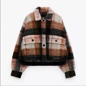 ZARA plaid crop jacket size small